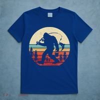 Bigfoot Fishing Funny Retro Sasquatch Dad T-Shirt thumb 5