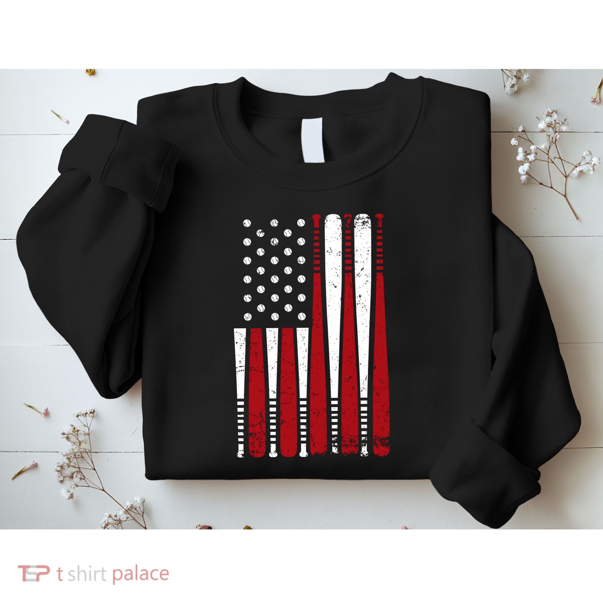 Baseball Flag Gifts Patriotic Baseball Sweatshirt