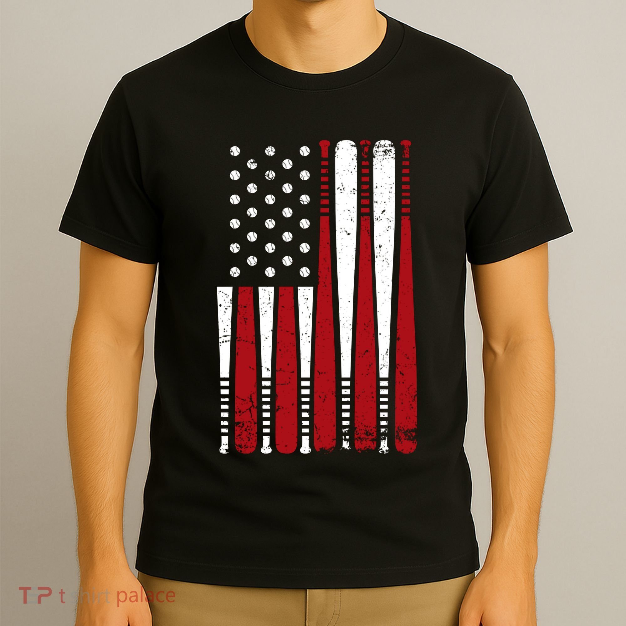 Baseball Flag Gifts Patriotic Baseball T-Shirt
