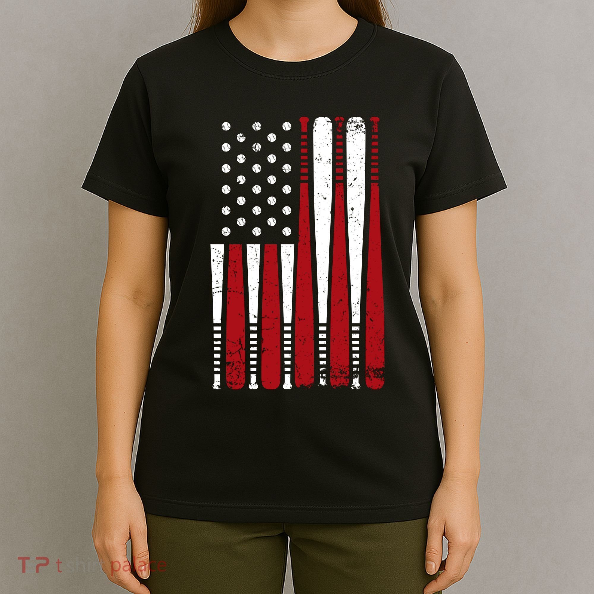 Baseball Flag Gifts Patriotic Baseball T-Shirt