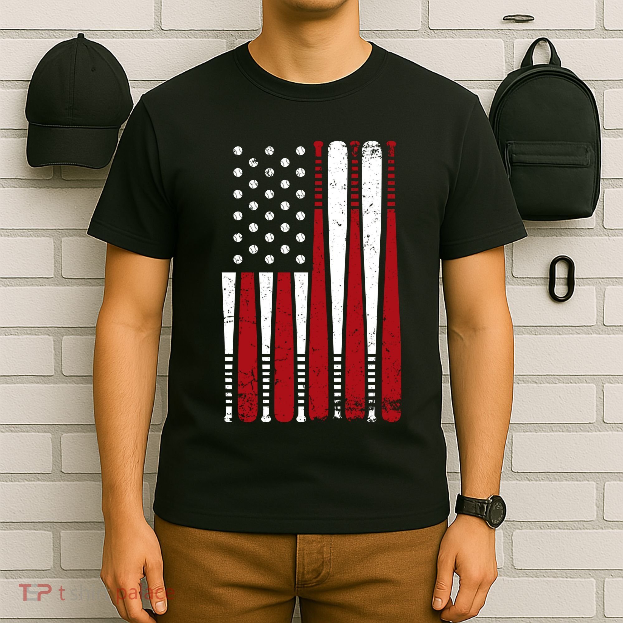 Baseball Flag Gifts Patriotic Baseball T-Shirt