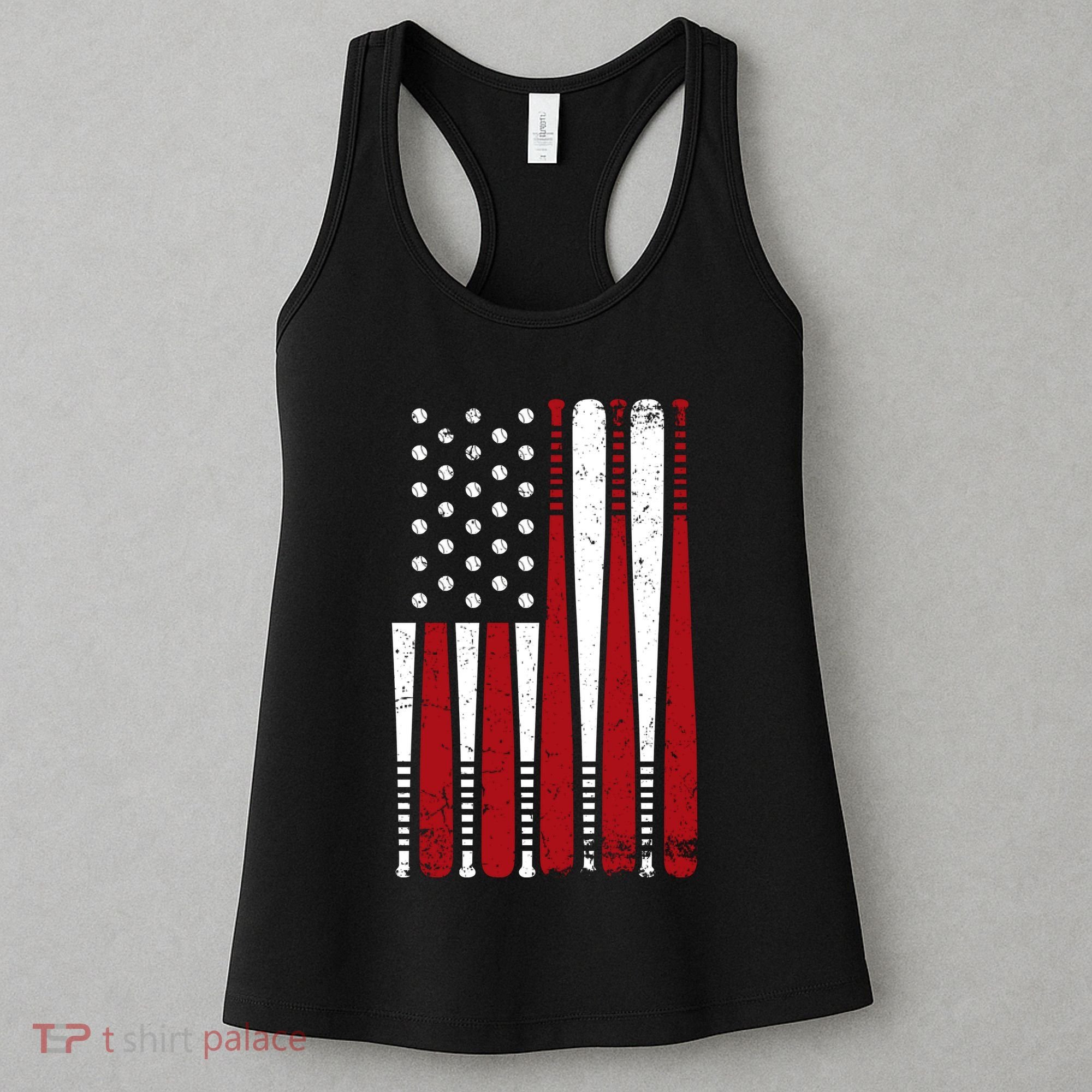 Baseball Flag Gifts Patriotic Baseball Women's Tank Top