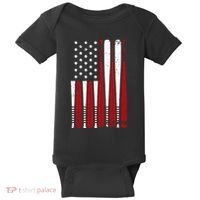 Baseball Flag Gifts Patriotic Baseball Baby Bodysuit thumb 0