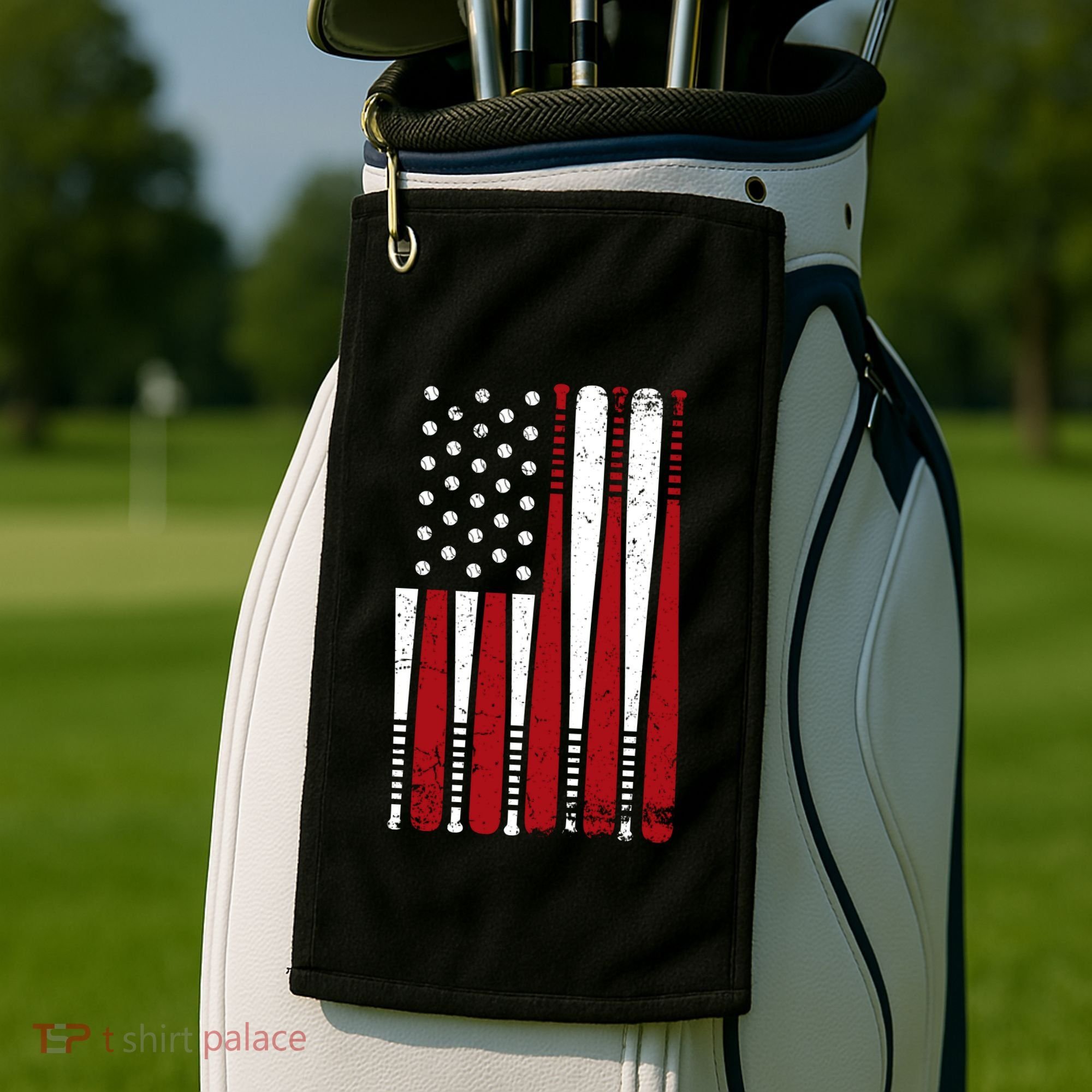 Baseball Flag Gifts Patriotic Baseball Golf Towel