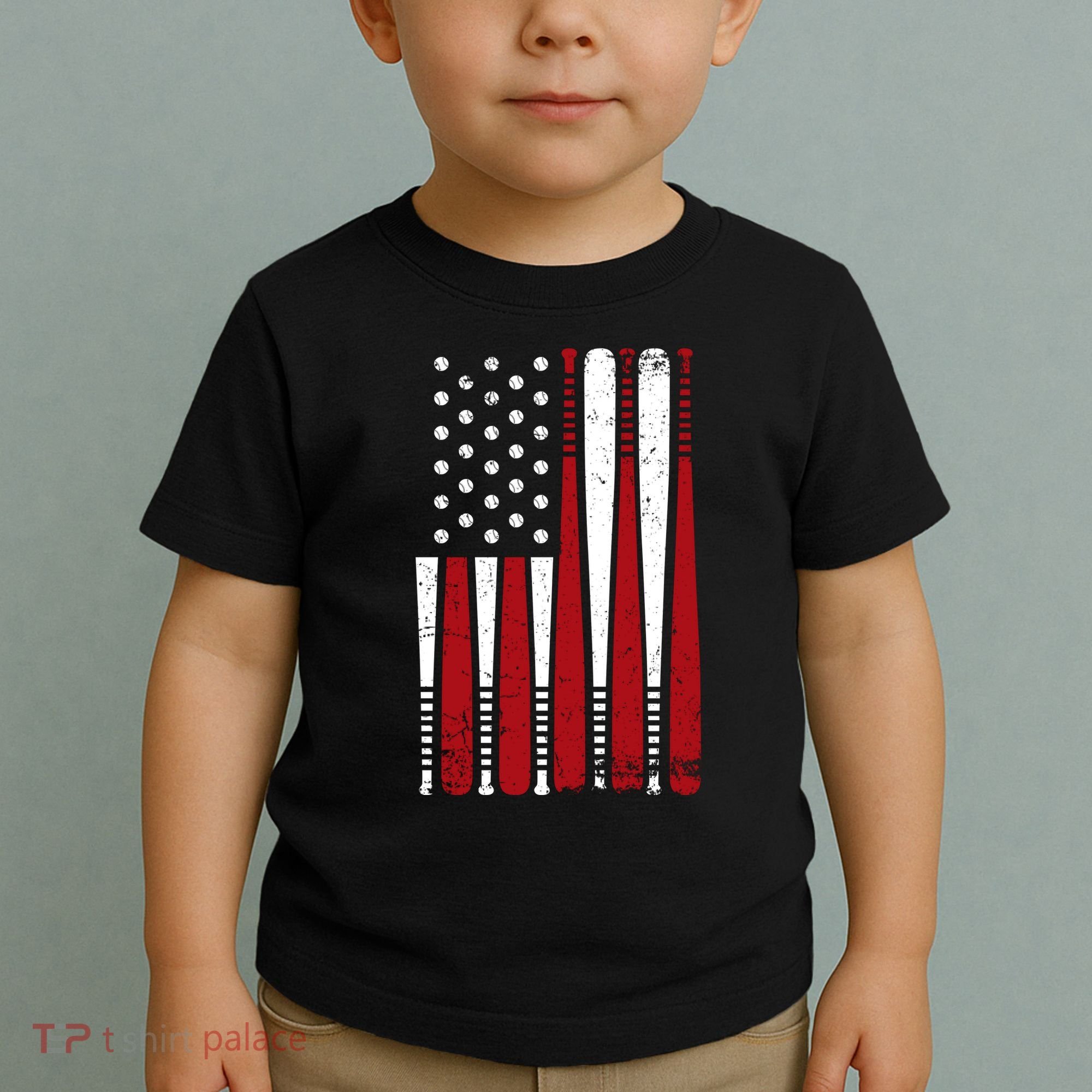Baseball Flag Gifts Patriotic Baseball Toddler T-Shirt