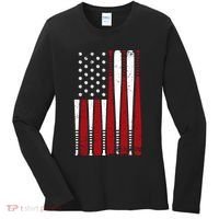 Baseball Flag Gifts Patriotic Baseball Women's Long Sleeve Shirt thumb 0