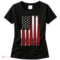 Baseball Flag Gifts Patriotic Baseball Women's T-Shirt thumb 0