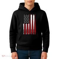 Baseball Flag Gifts Patriotic Baseball Kids Hoodie thumb 4