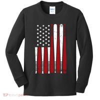 Baseball Flag Gifts Patriotic Baseball Kids Long Sleeve Shirt thumb 0