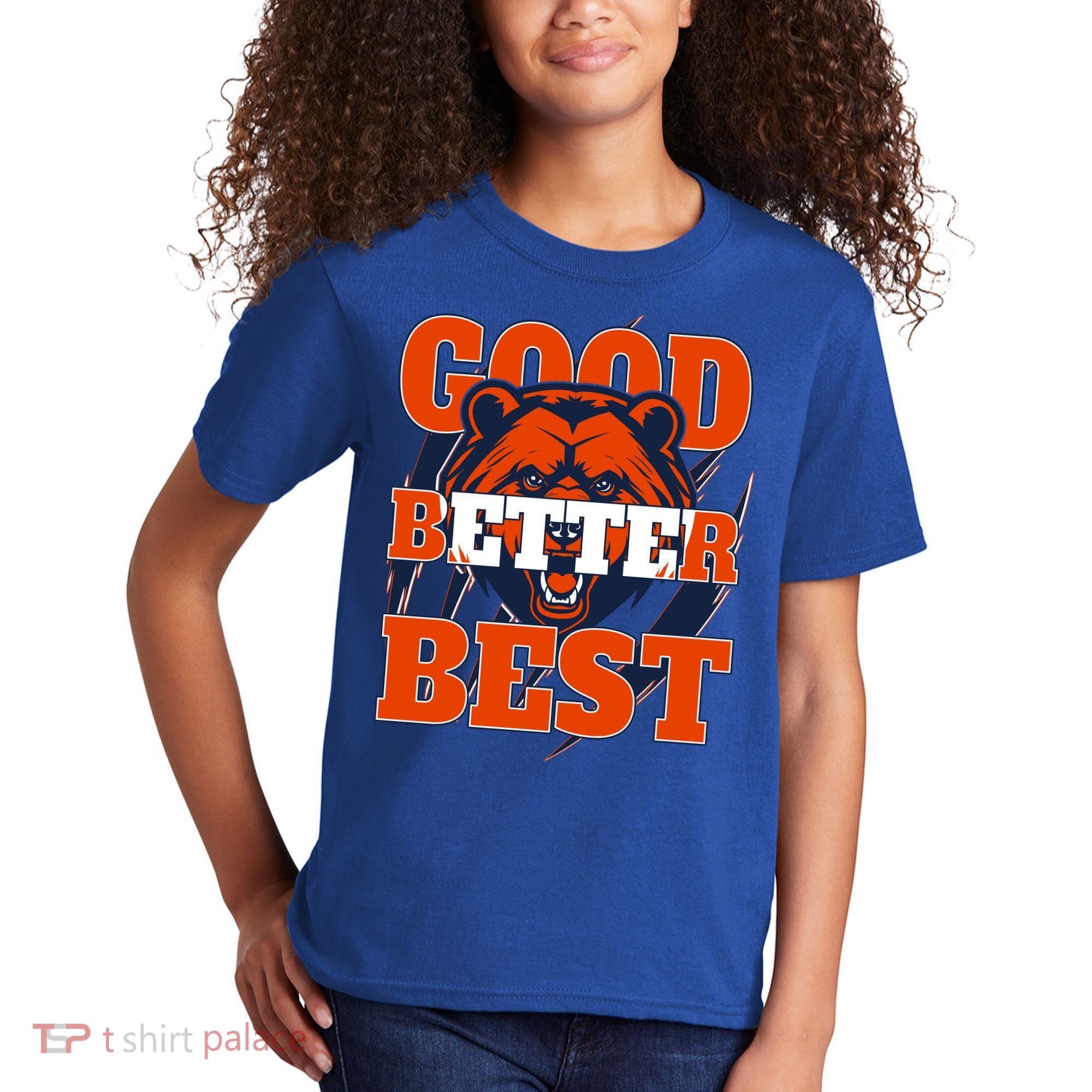 Bears Football Good Better Best Slogan Kids T-Shirt