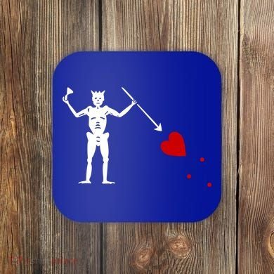 Blackbeard Flag Gift Jolly Roger Skull And Crossbones Coaster