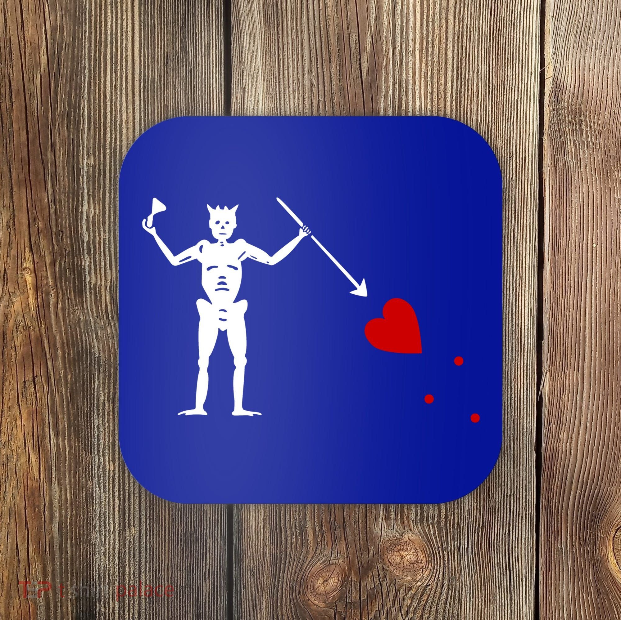 Blackbeard Flag Gift Jolly Roger Skull And Crossbones Coaster