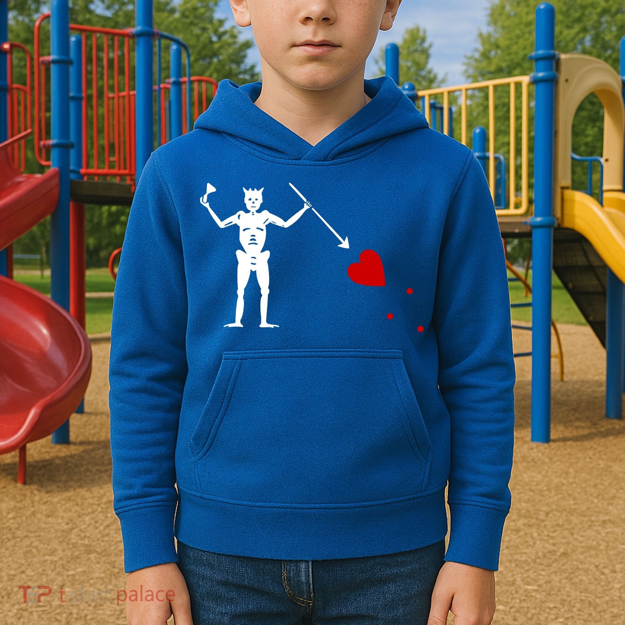 Blackbeard Flag Gift Jolly Roger Skull And Crossbones Kids Hoodie