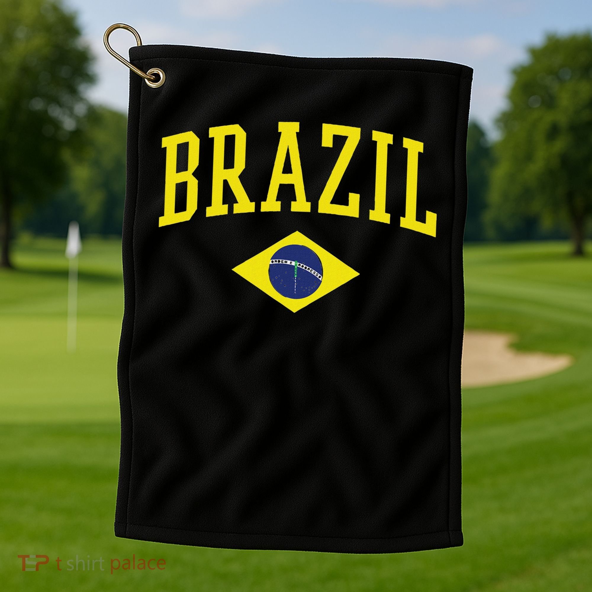 Brazil Flag Green Brasil Golf Towel