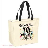 Birthday Funny Gift 10 Yrs Old This Girl Is Now 10 Double Digits Gift Tote Bag thumb 2