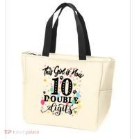 Birthday Funny Gift 10 Yrs Old This Girl Is Now 10 Double Digits Gift Tote Bag thumb 3