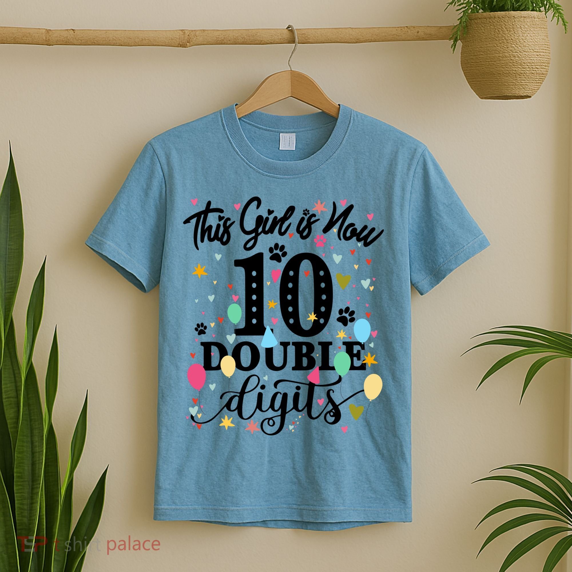 Birthday Funny Gift 10 Yrs Old This Girl Is Now 10 Double Digits Gift T-Shirt