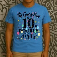 Birthday Funny Gift 10 Yrs Old This Girl Is Now 10 Double Digits Gift T-Shirt thumb 3