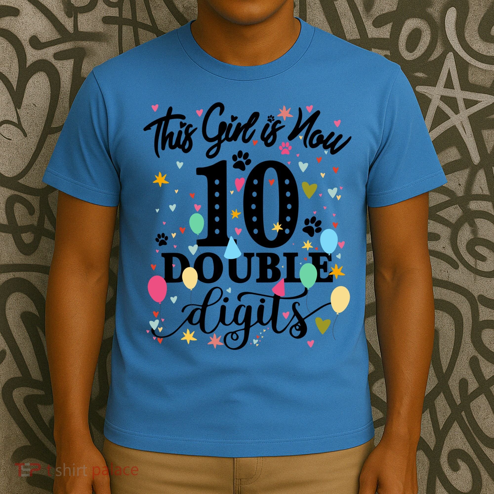 Birthday Funny Gift 10 Yrs Old This Girl Is Now 10 Double Digits Gift T-Shirt