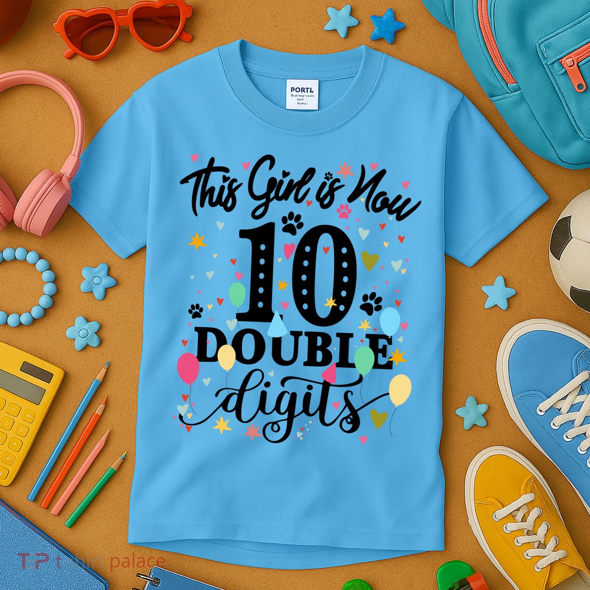 Birthday Funny Gift 10 Yrs Old This Girl Is Now 10 Double Digits Gift Kids T-Shirt