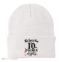 Birthday Funny Gift 10 Yrs Old This Girl Is Now 10 Double Digits Gift Beanie thumb 0