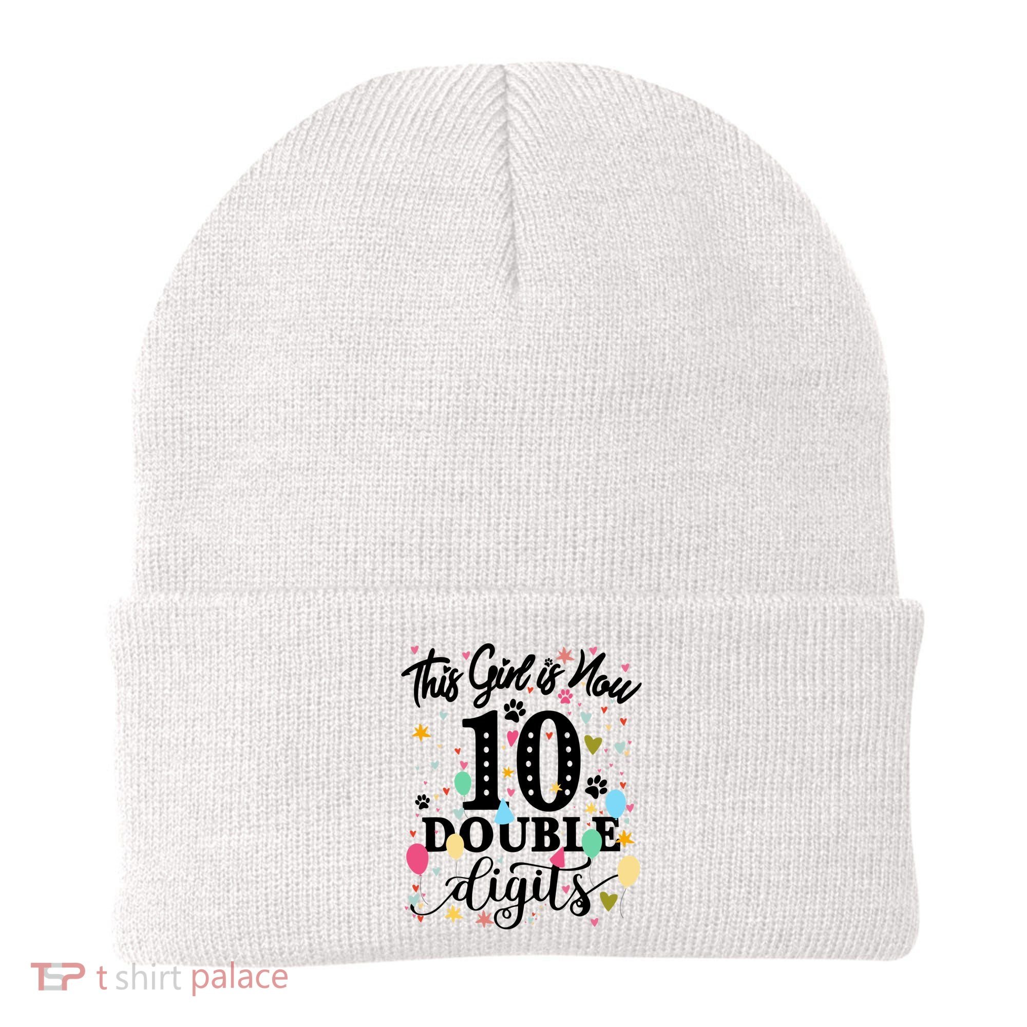 Birthday Funny Gift 10 Yrs Old This Girl Is Now 10 Double Digits Gift Beanie