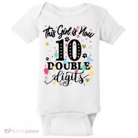 Birthday Funny Gift 10 Yrs Old This Girl Is Now 10 Double Digits Gift Baby Bodysuit thumb 0