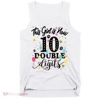 Birthday Funny Gift 10 Yrs Old This Girl Is Now 10 Double Digits Gift Tank Top thumb 0