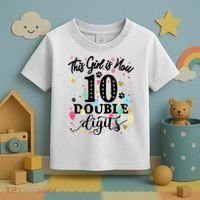 Birthday Funny Gift 10 Yrs Old This Girl Is Now 10 Double Digits Gift Toddler T-Shirt thumb 3