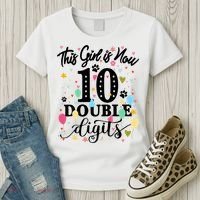 Birthday Funny Gift 10 Yrs Old This Girl Is Now 10 Double Digits Gift Women's T-Shirt thumb 3