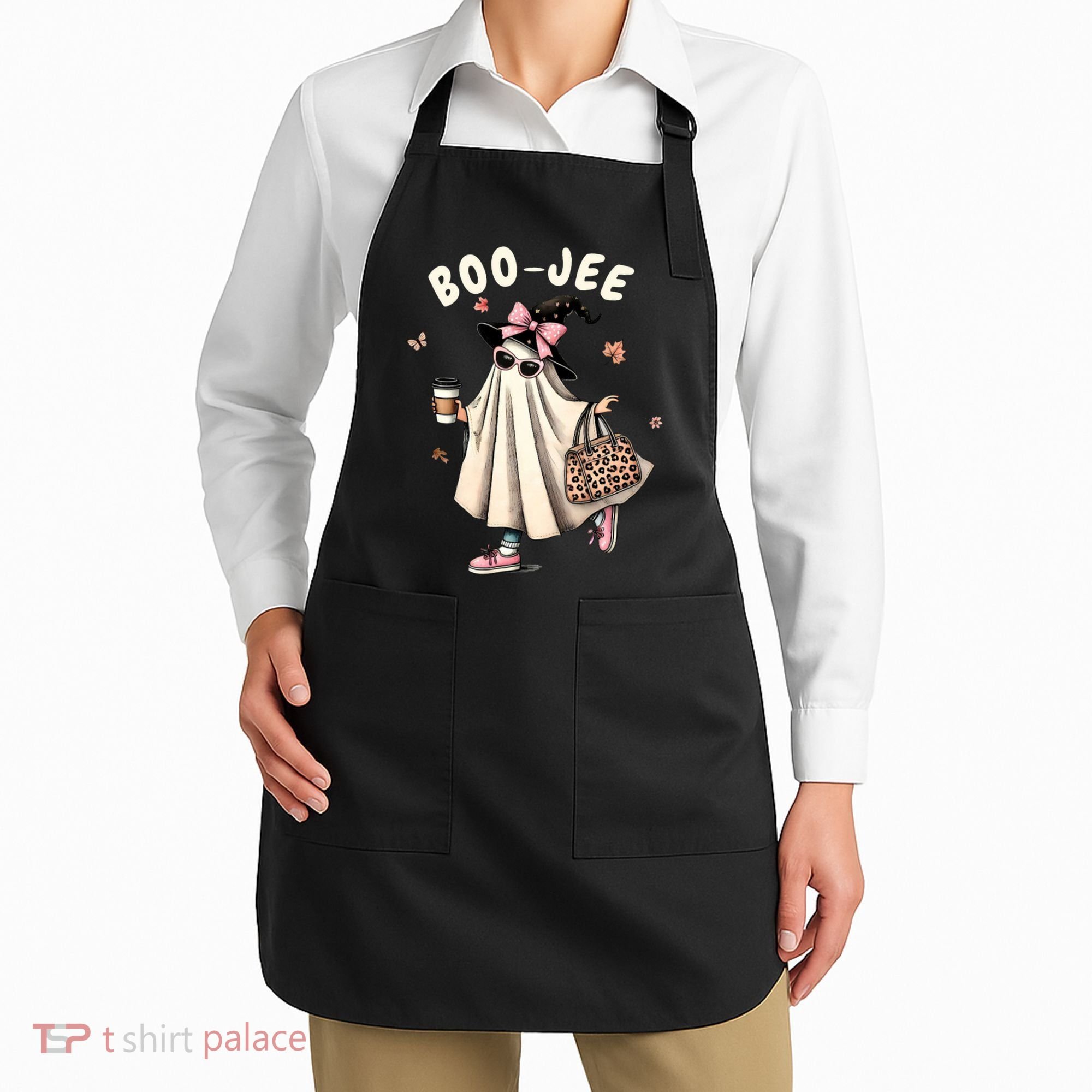 Boojee Funny Halloween Boujee Shopping Ghost Fall Apron