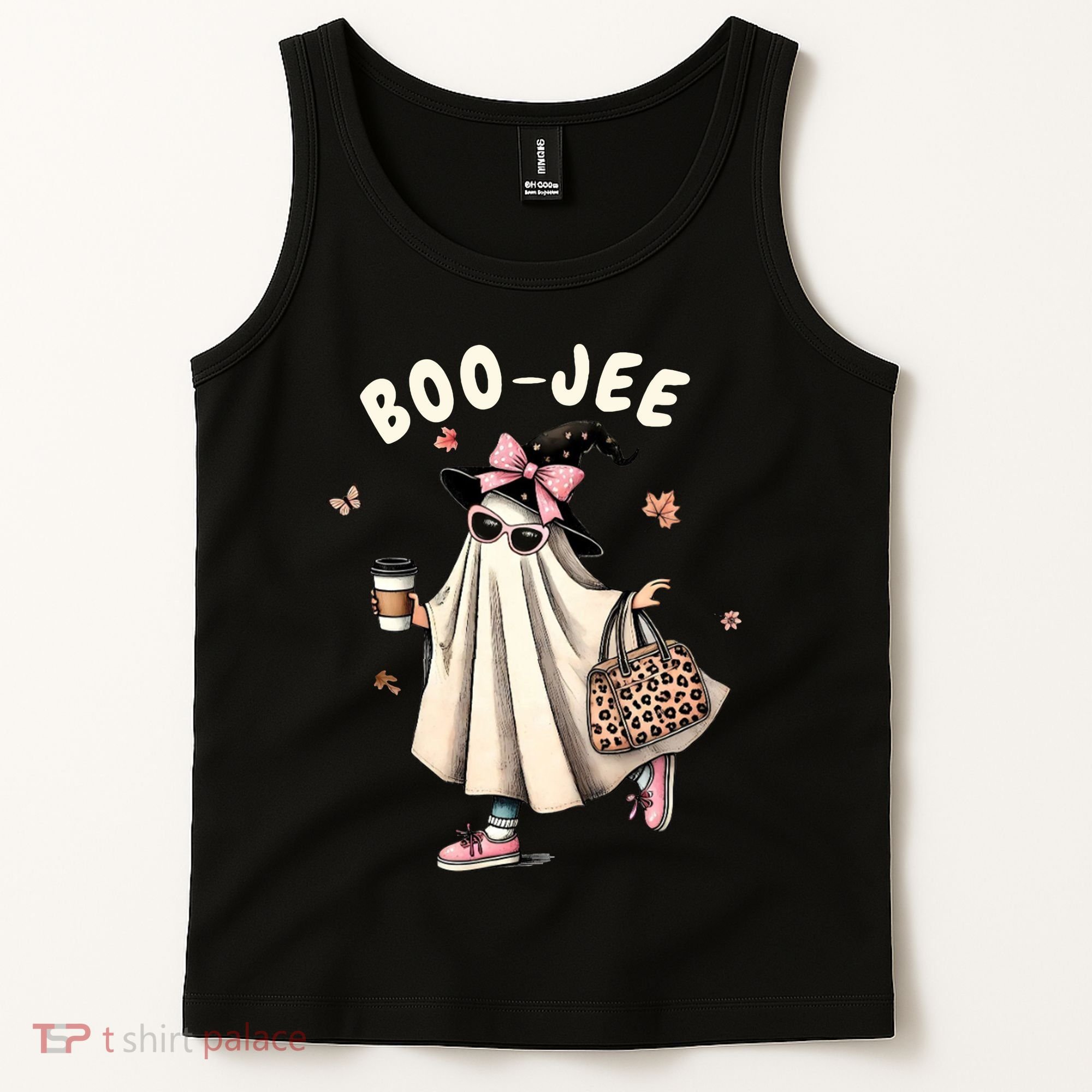 Boojee Funny Halloween Boujee Shopping Ghost Fall Tank Top