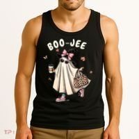 Boojee Funny Halloween Boujee Shopping Ghost Fall Tank Top thumb 3