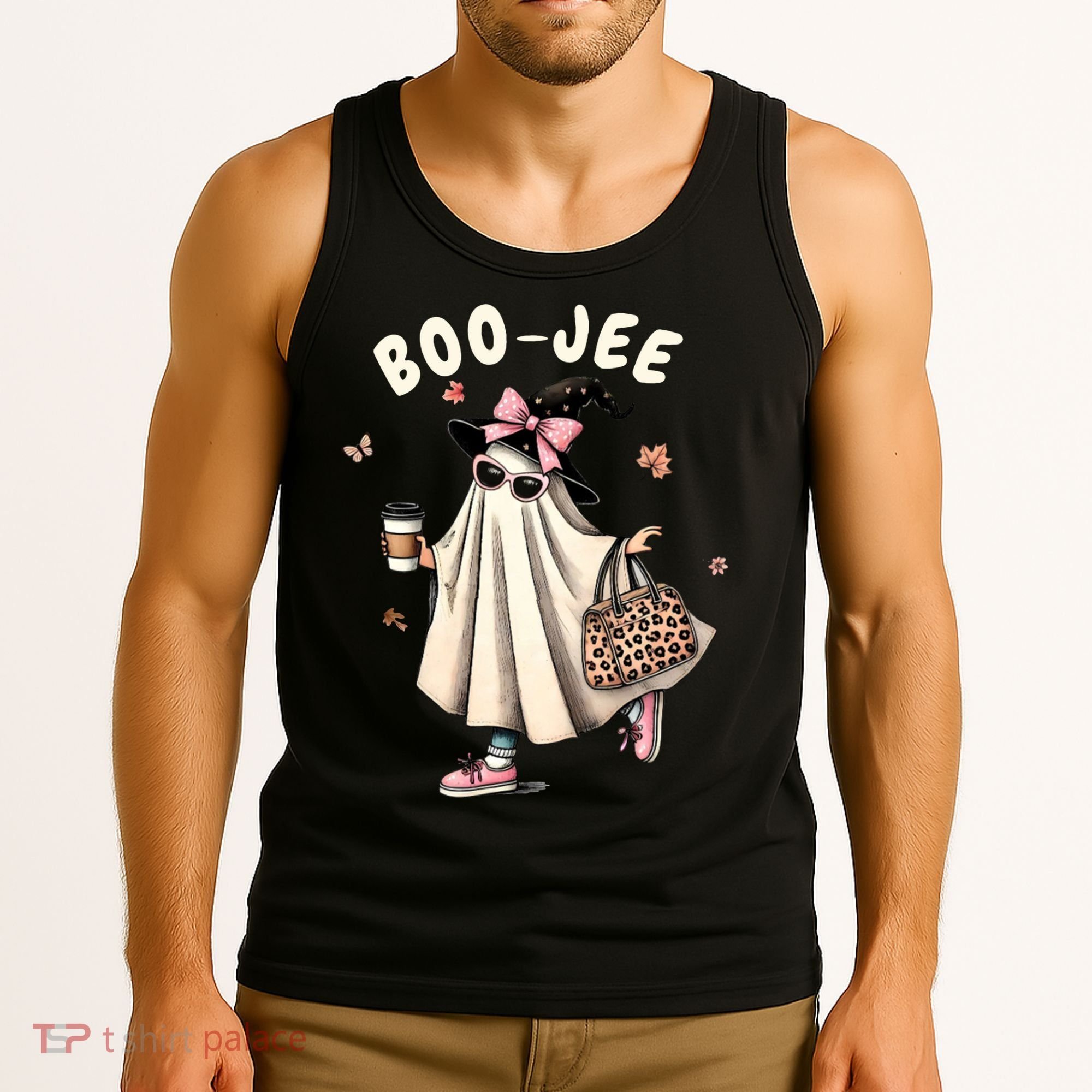 Boojee Funny Halloween Boujee Shopping Ghost Fall Tank Top