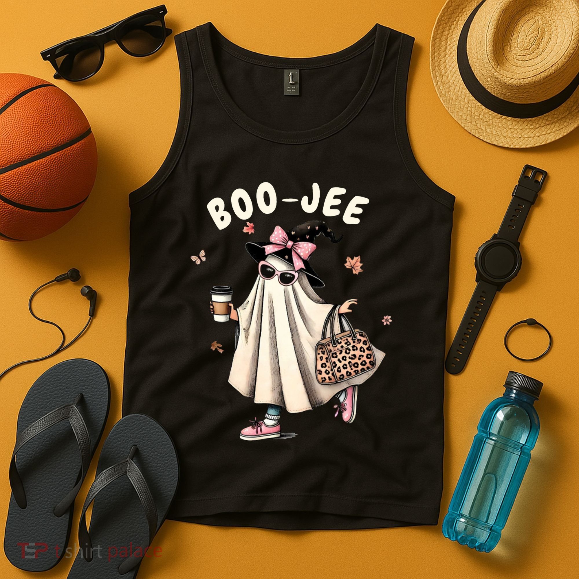 Boojee Funny Halloween Boujee Shopping Ghost Fall Tank Top