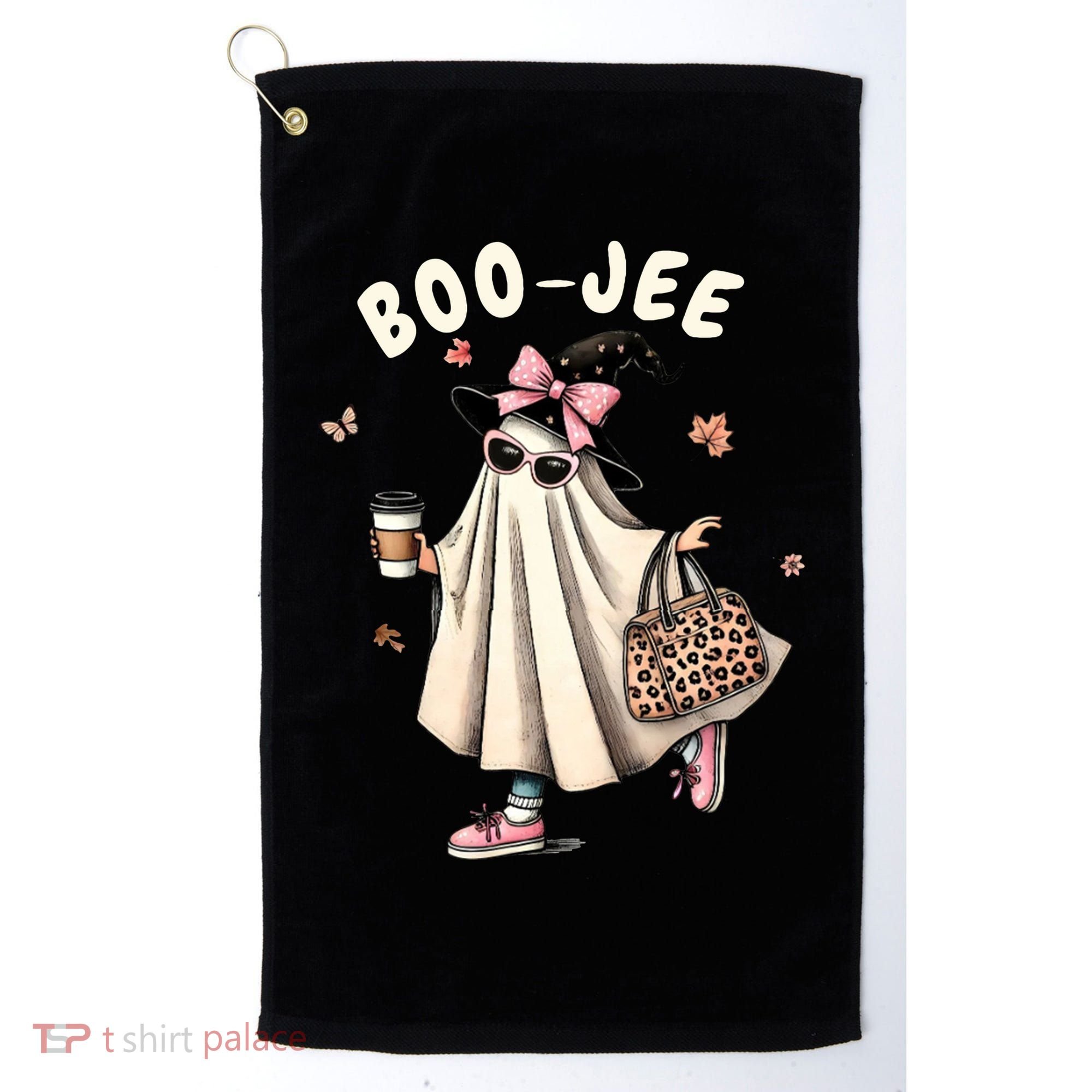 Boojee Funny Halloween Boujee Shopping Ghost Fall Golf Towel