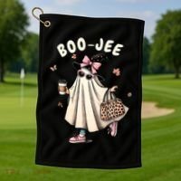 Boojee Funny Halloween Boujee Shopping Ghost Fall Golf Towel thumb 1
