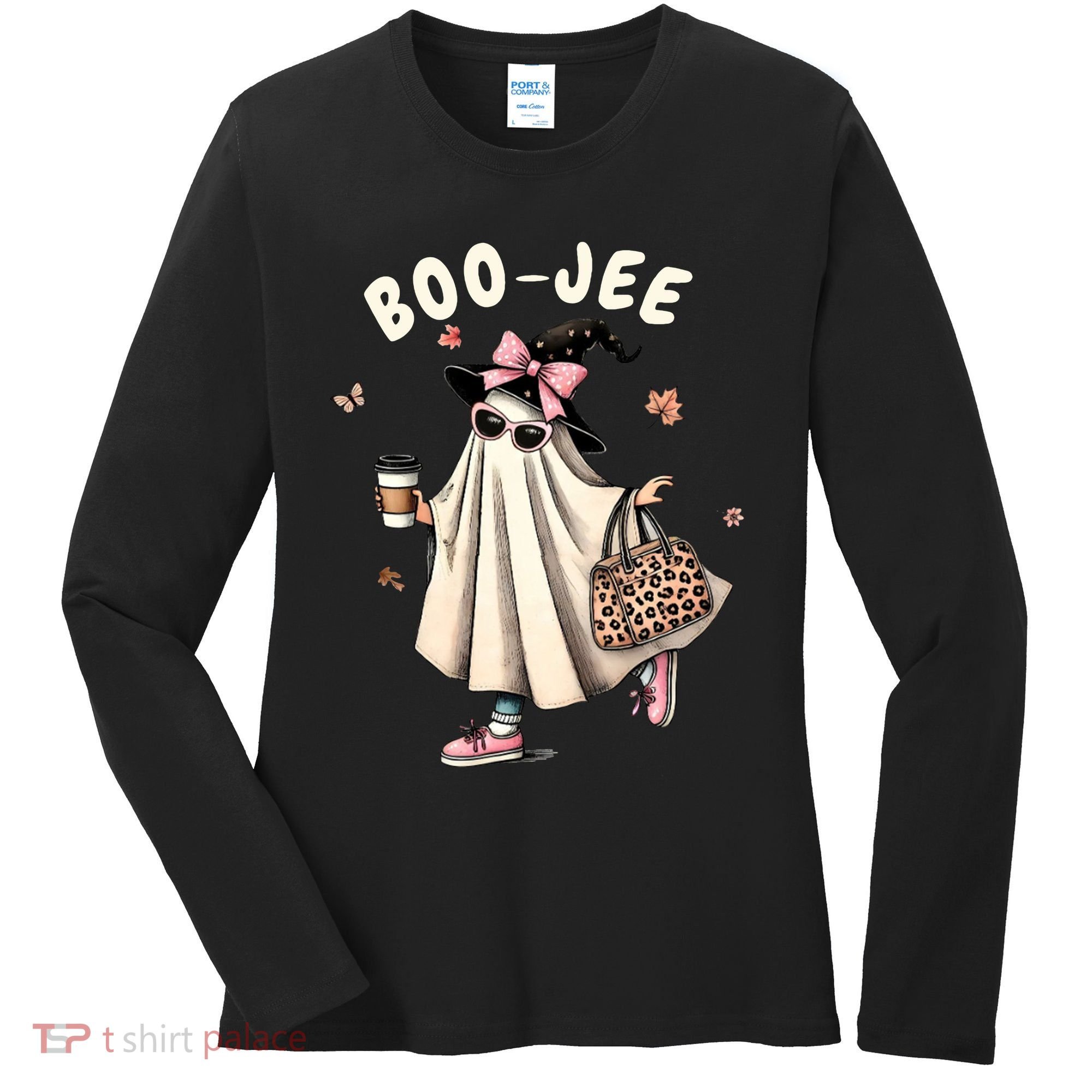 Boojee Funny Halloween Boujee Shopping Ghost Fall Women's Long Sleeve Shirt