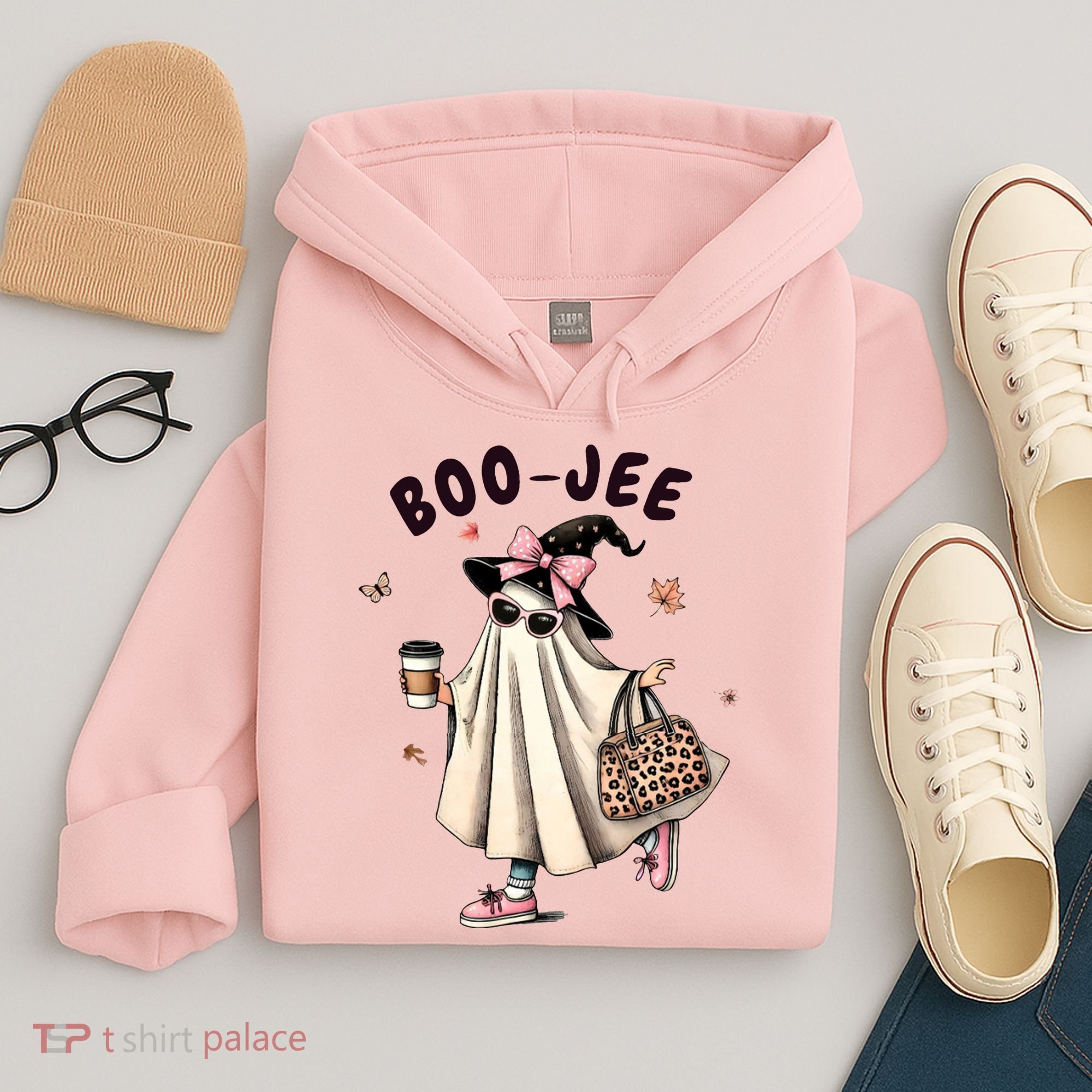 Boojee Funny Halloween Boujee Shopping Ghost Fall Hoodie