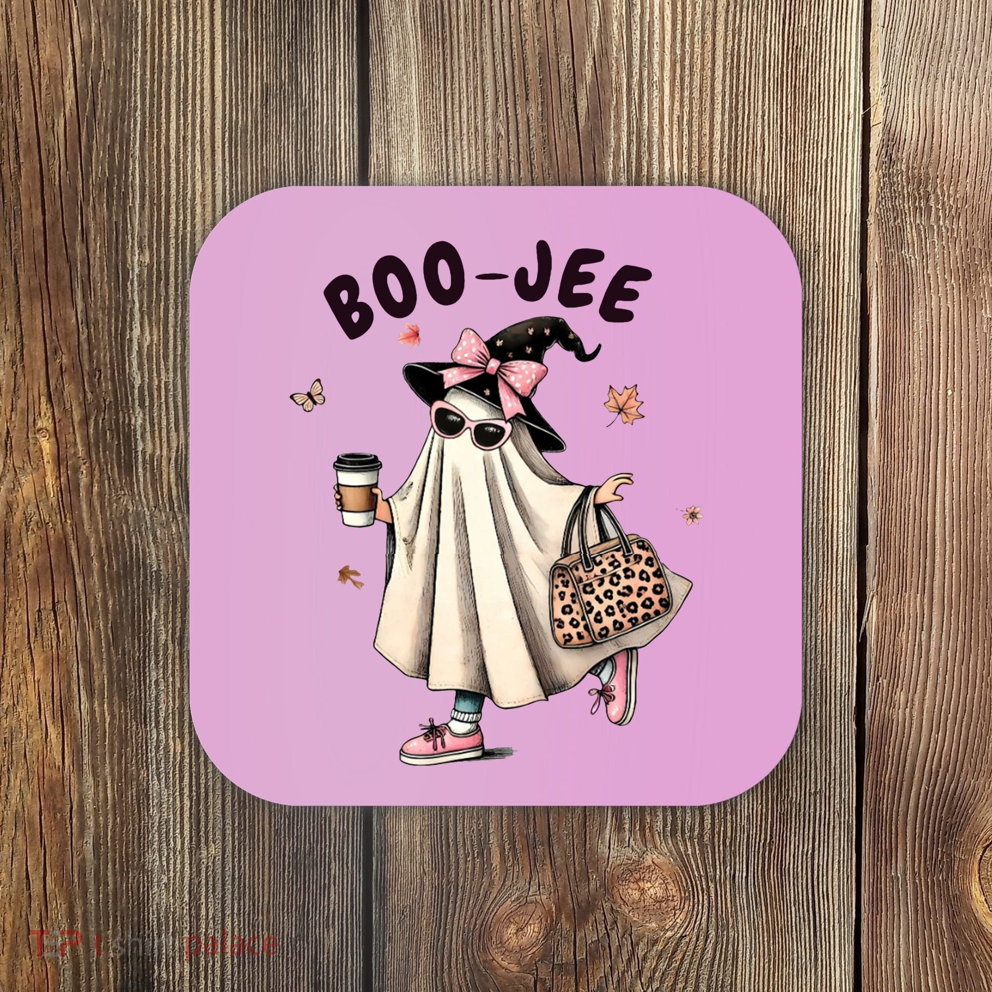 Boojee Funny Halloween Boujee Shopping Ghost Fall Coaster