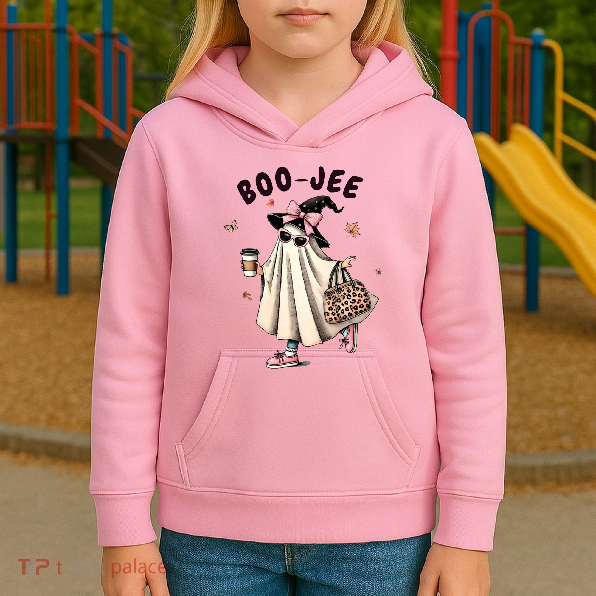 Boojee Funny Halloween Boujee Shopping Ghost Fall Kids Hoodie