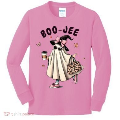 Boojee Funny Halloween Boujee Shopping Ghost Fall Kids Long Sleeve Shirt