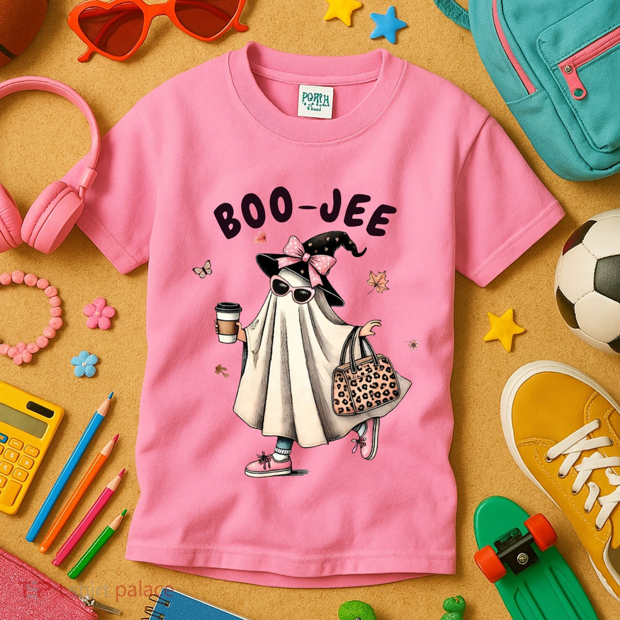 Boojee Funny Halloween Boujee Shopping Ghost Fall Kids T-Shirt