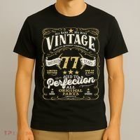 Birthday For Him 77th Birthday Aged To Perfection T-Shirt thumb 3