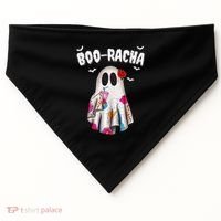 Booracha Funny Halloween Ghost Boo Jee Ghost For Halloween USA-Made Doggie Bandana thumb 0