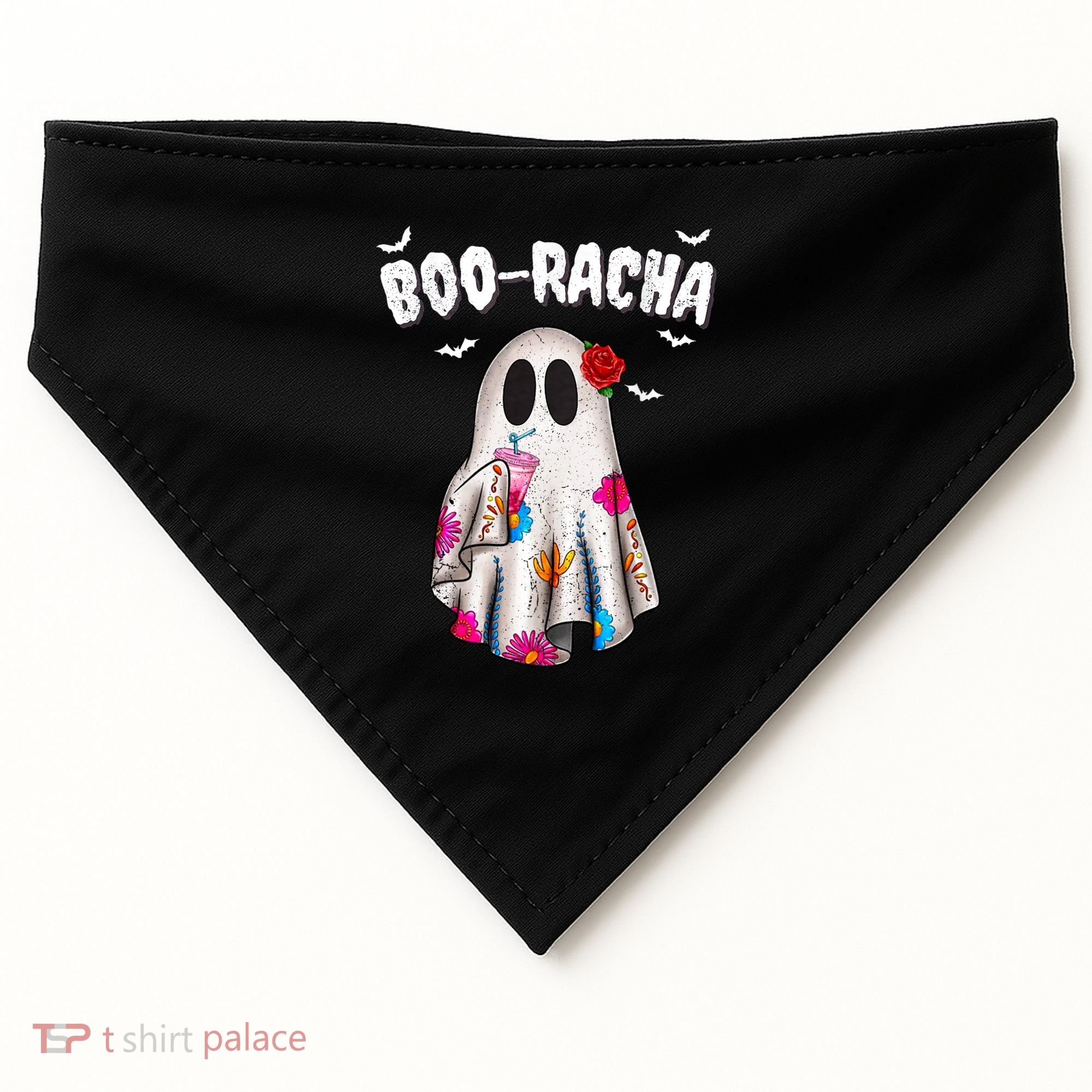 Booracha Funny Halloween Ghost Boo Jee Ghost For Halloween USA-Made Doggie Bandana