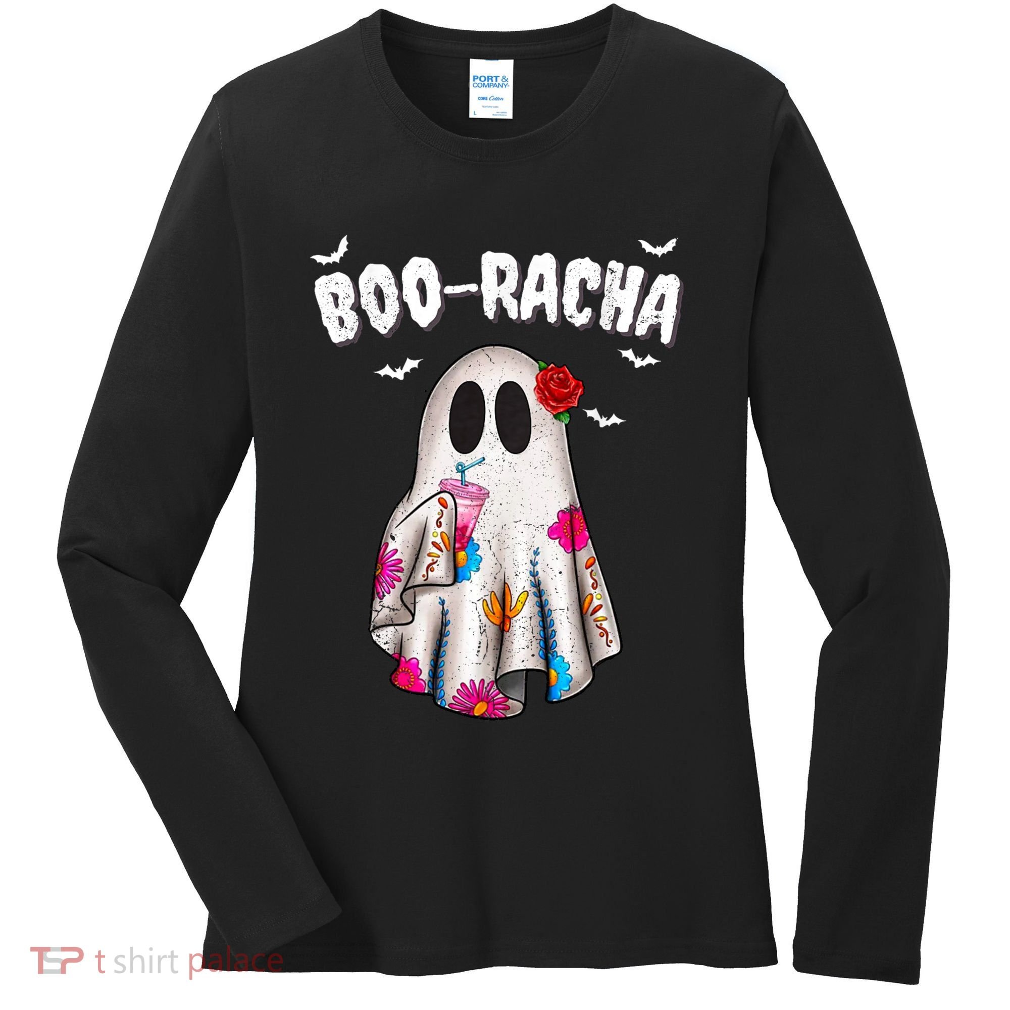 Booracha Funny Halloween Ghost Boo Jee Ghost For Halloween Women's Long Sleeve Shirt