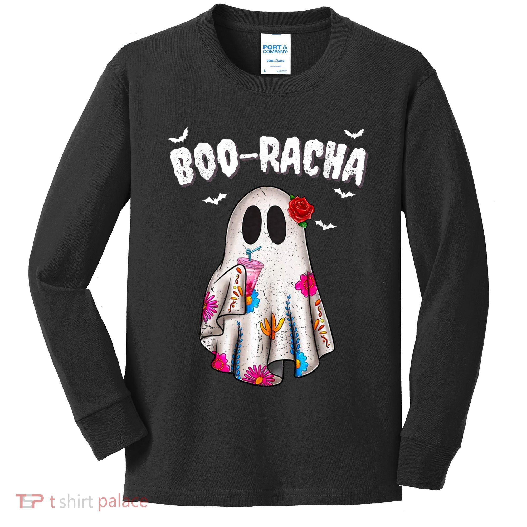 Booracha Funny Halloween Ghost Boo Jee Ghost For Halloween Kids Long Sleeve Shirt