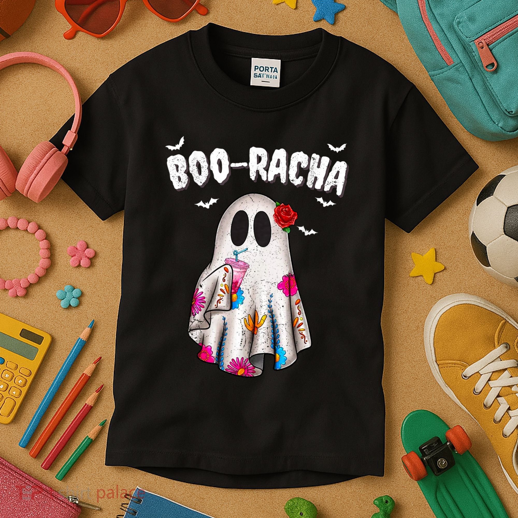 Booracha Funny Halloween Ghost Boo Jee Ghost For Halloween Kids T-Shirt