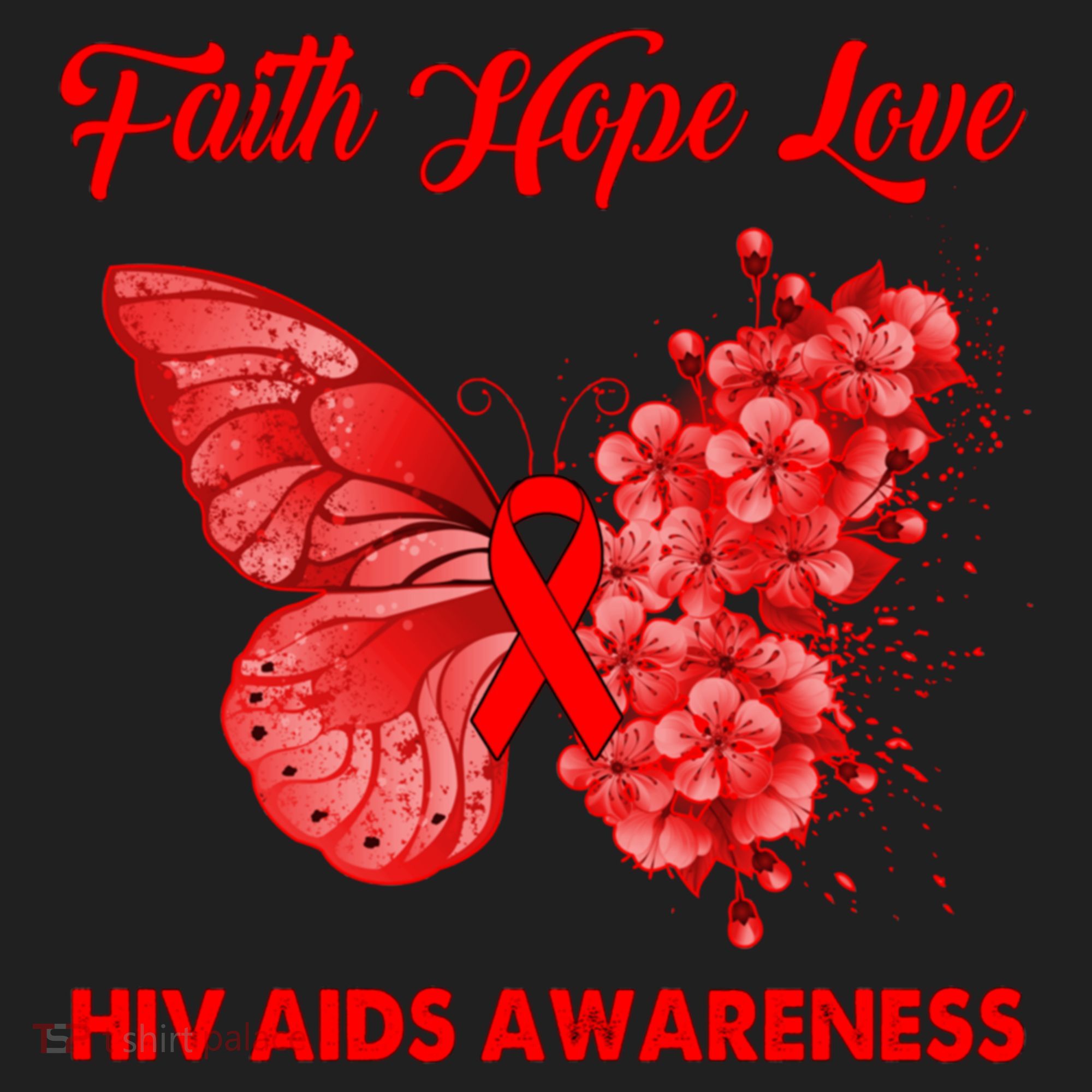 Butterfly Faith Hope Love Red Ribbon Hiv Aids Day Warrior Gift Beanie